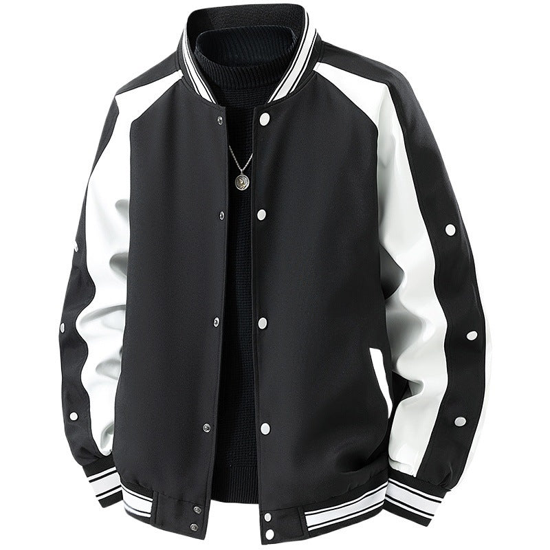 Herren Retro-College-Blouson mit Druckknopfverschluss, Raglanärmeln und Rippbündchen Drune