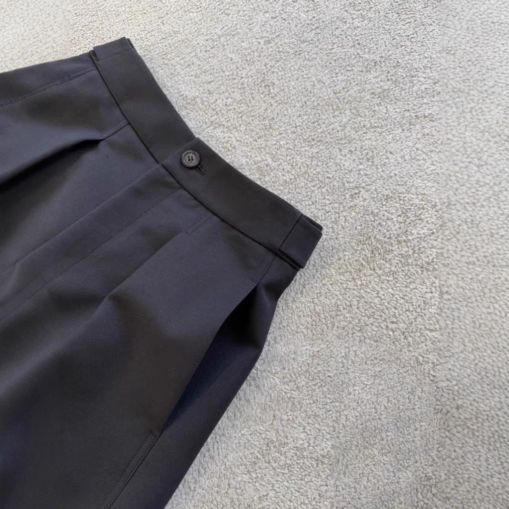 Damen Elegante weite Stoffhose mit Falten Drune