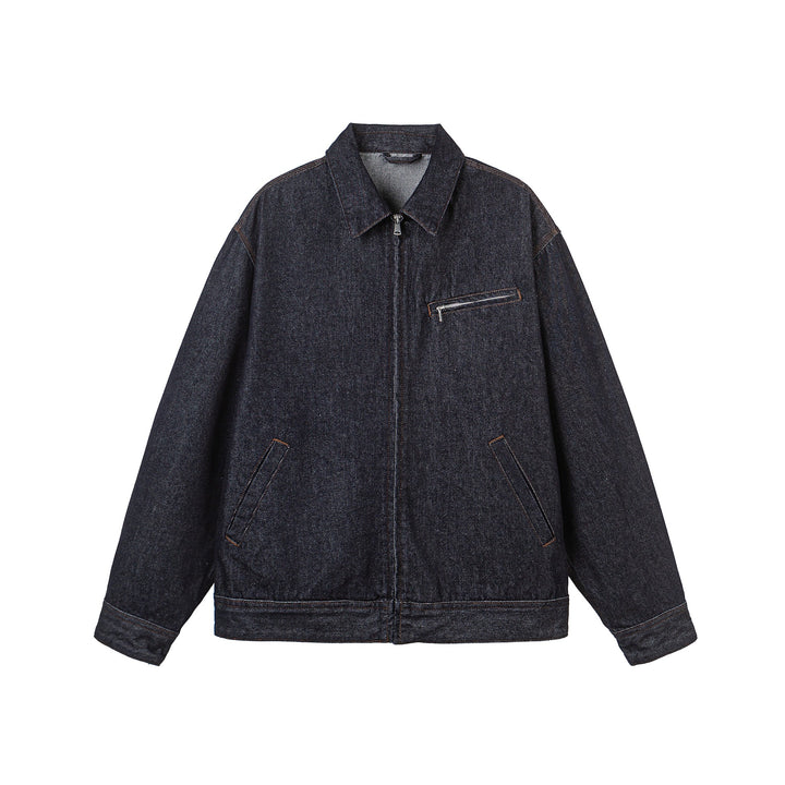 Herren Oversize Denim-Blouson mit durchgehendem Reißverschluss Drune