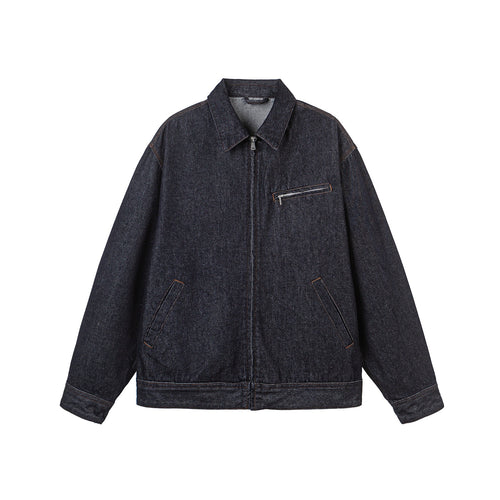 Herren Oversize Denim-Blouson mit durchgehendem Reißverschluss Drune