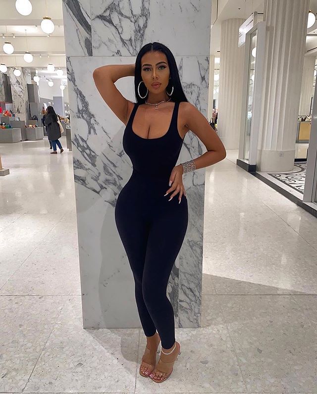 Damen taillierter Bodycon-Jumpsuit mit Spaghettiträgern Drune