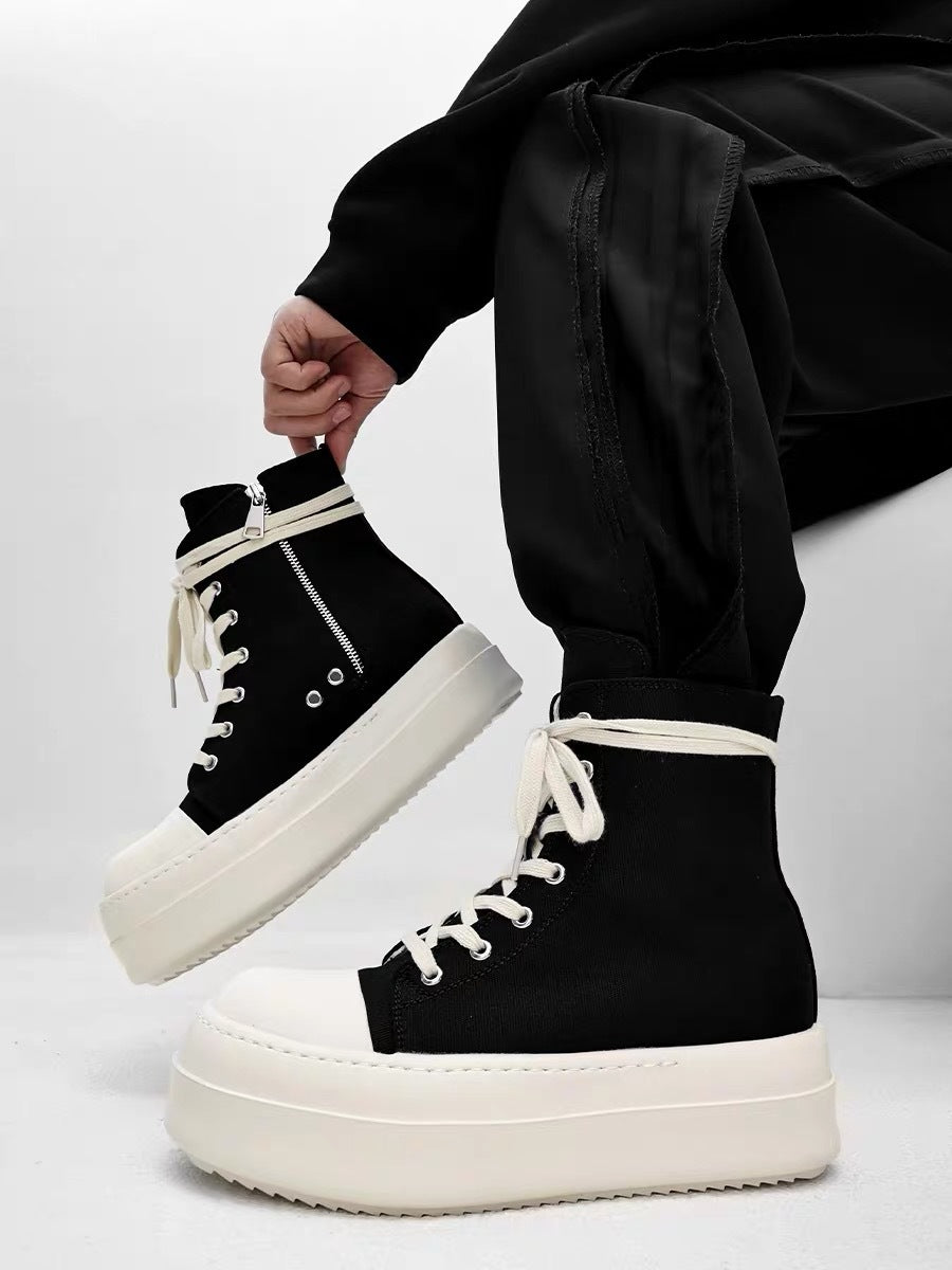 Herren High-Top Plateausneaker mit Reißverschluss und dicker Gummiplattform Drune