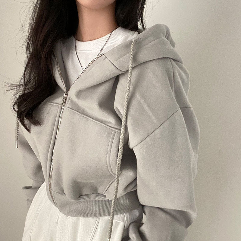 Damen lässiger Zip-Hoodie mit oversized Schnitt und praktischen Taschen Drune