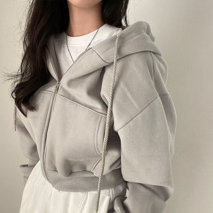 Damen lässiger Zip-Hoodie mit oversized Schnitt und praktischen Taschen Drune