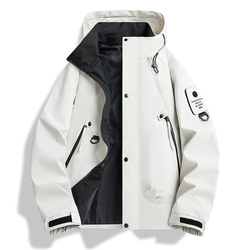 Herren wasserdichte Urban-Hardshelljacke mit verschweißten Nähten, verstellbarer Kapuze und Utility-Ärmeltasche Drune