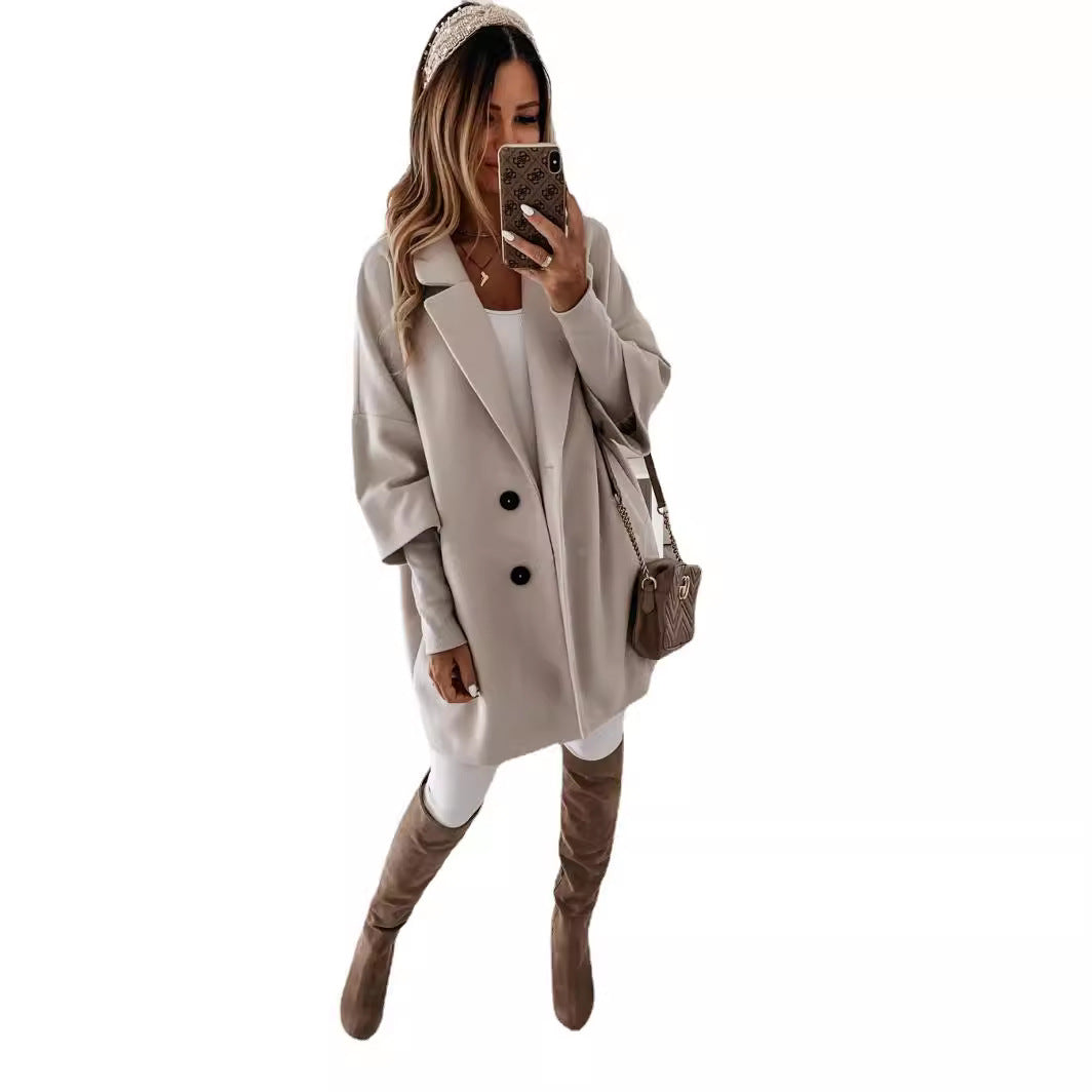 Damen eleganter Oversized-Mantel mitreißendem Schnitt Drune