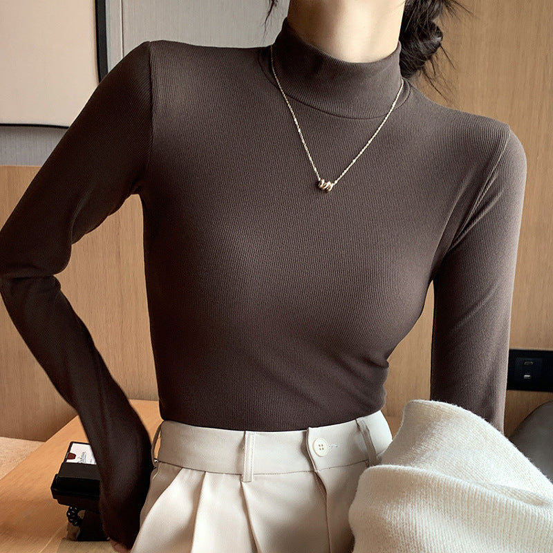 Damen Elegantes und figurbetontes Langarm-Rollkragenoberteil Drune