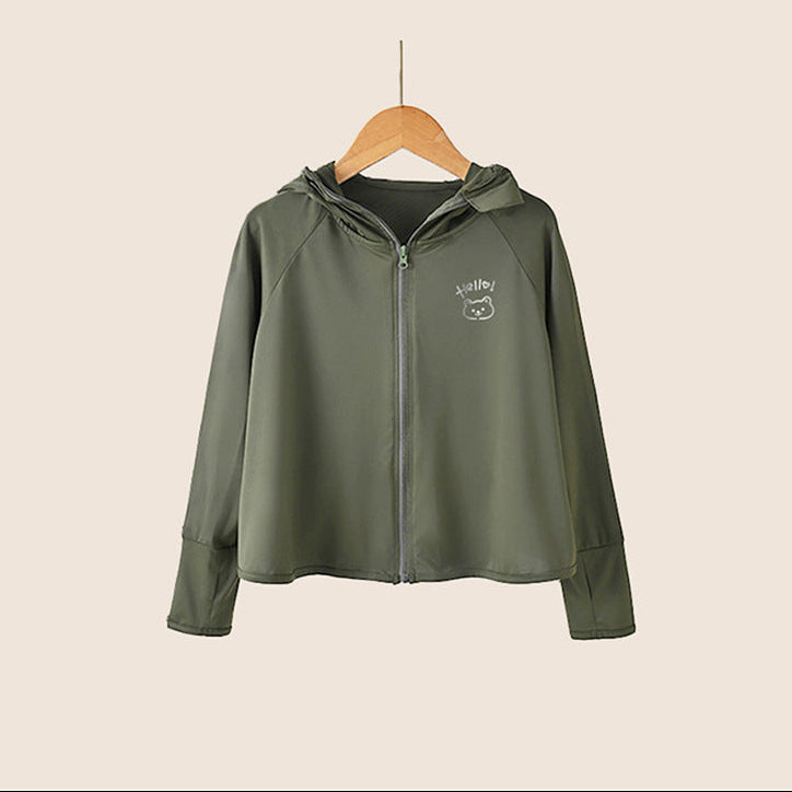 Damen leichte und atmungsaktive Sportjacke mit Kapuze Drune
