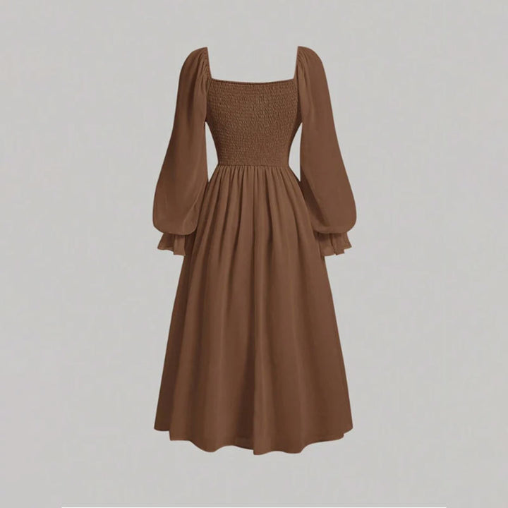 Damen Elegantes Midikleid mit Puffärmeln Drune