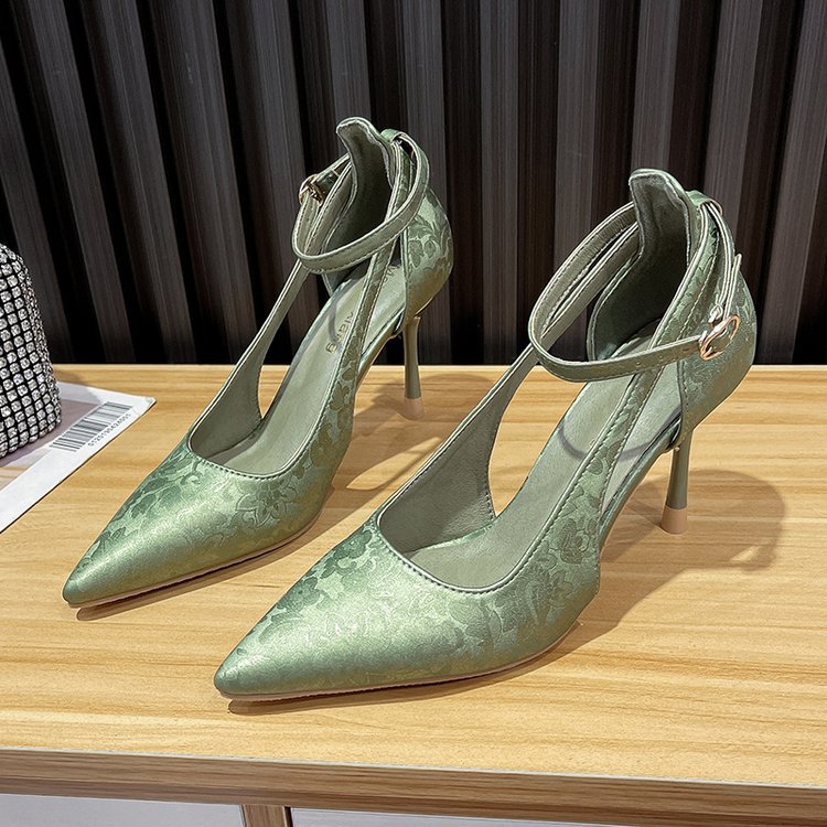 Damen Spitzen High Heels mit eleganter Fesselriemenverzierung Drune