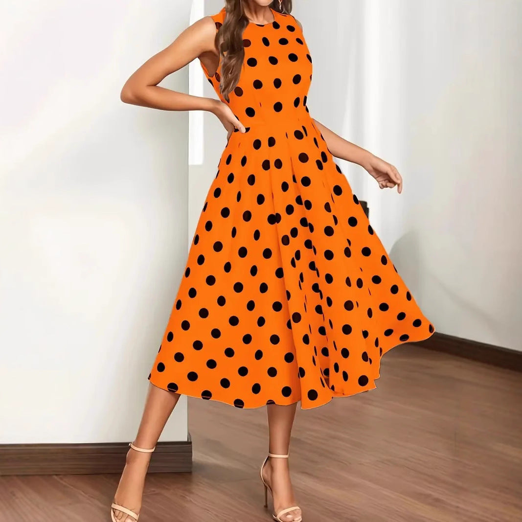 Damen A-Linie Kleid mit Polka-Dots Drune
