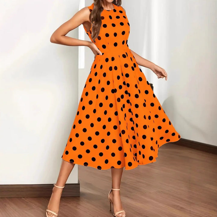 Damen A-Linie Kleid mit Polka-Dots Drune