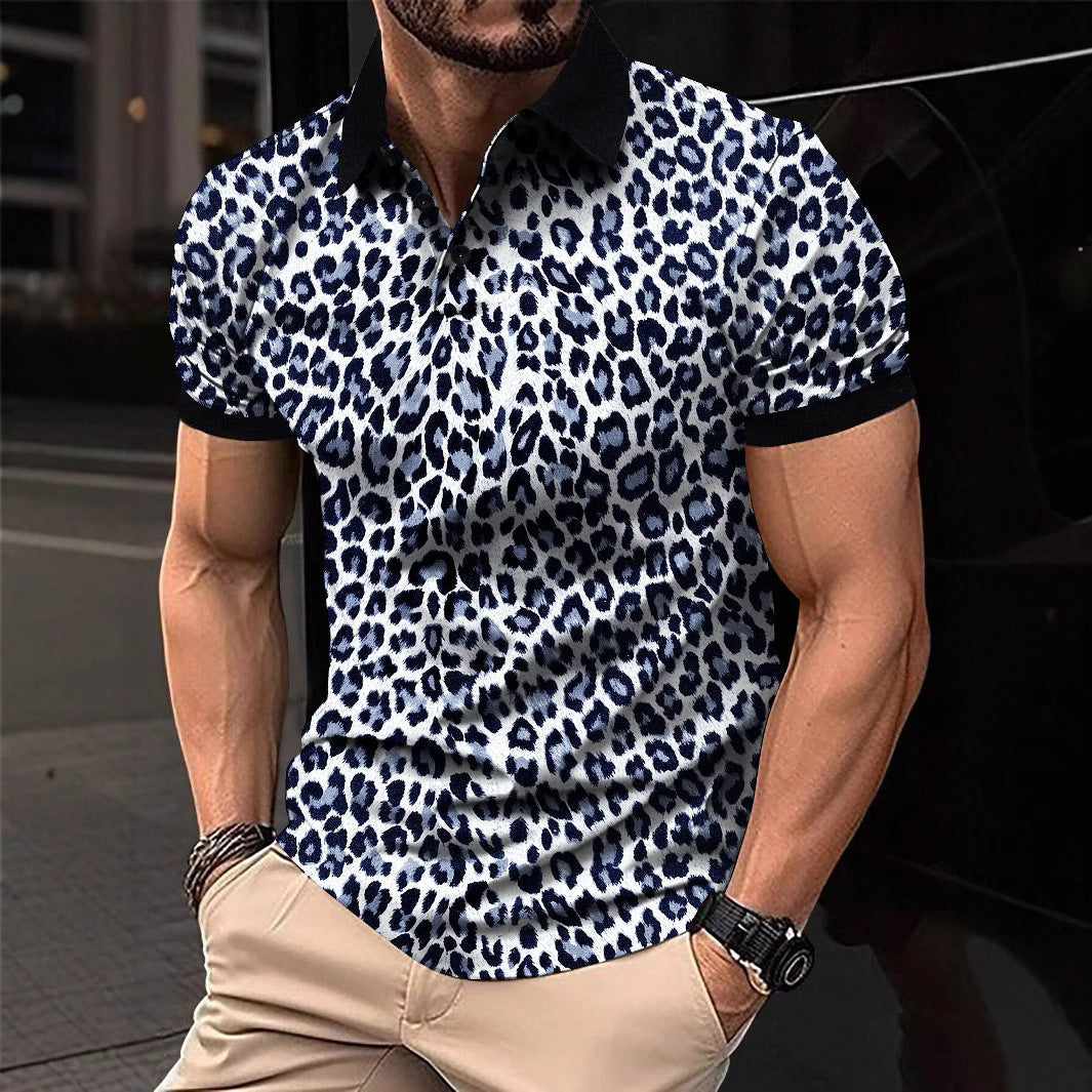Herren Polo-Shirt mit aufregendem Leopardenmuster und modernem Schnitt Drune