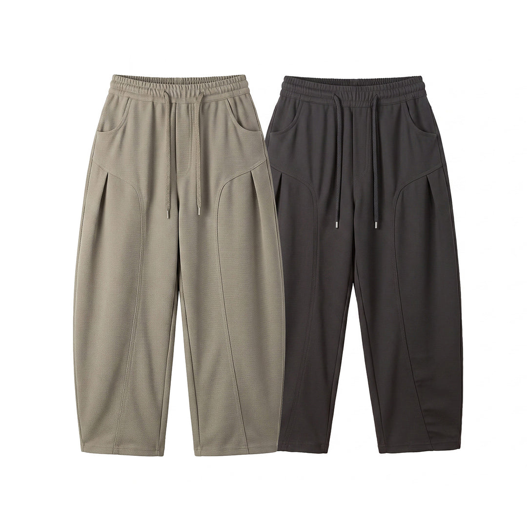 Damen Relaxed-Cropped Jogpant mit Tunnelzug, seitlichen Falten und Eingrifftaschen Drune