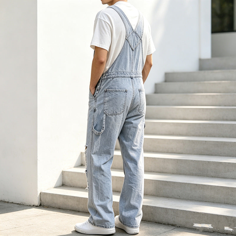 Herren Lässige Ripped Latzhose Drune