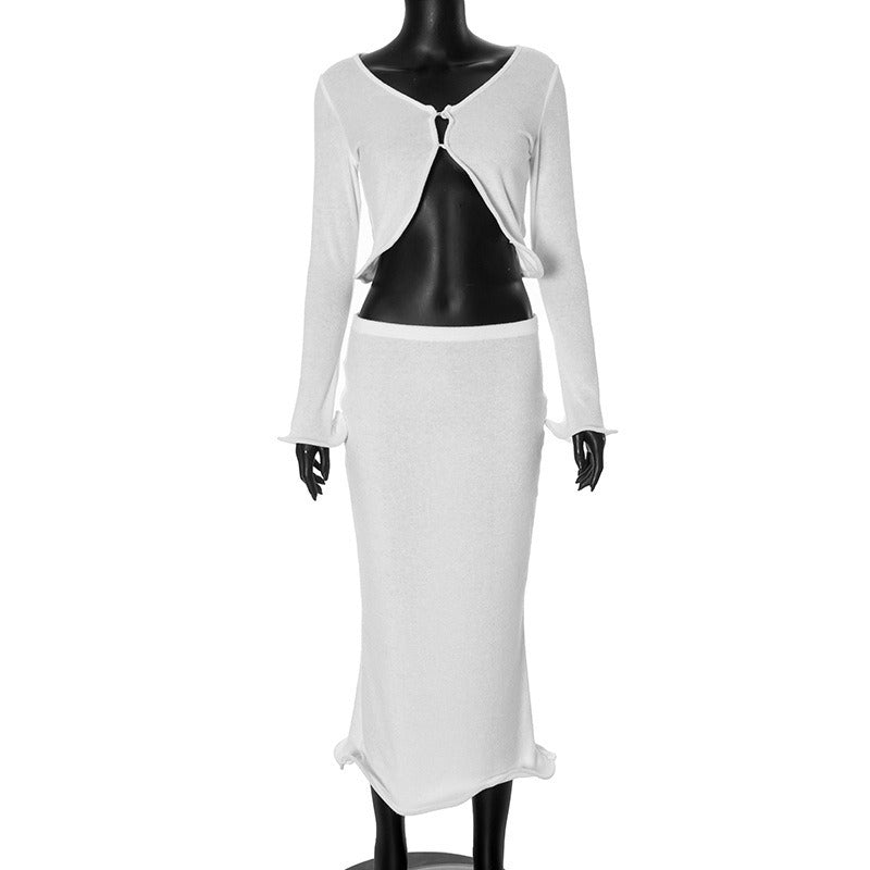 Damen festliches Ensemble mit enganliegendem Rock und elegantem Cardigan Drune