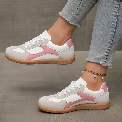 Damen sportliche Sneakers im Retro-Stil mit atmungsaktiver Oberflächenstruktur und rutschfester Sohle Drune