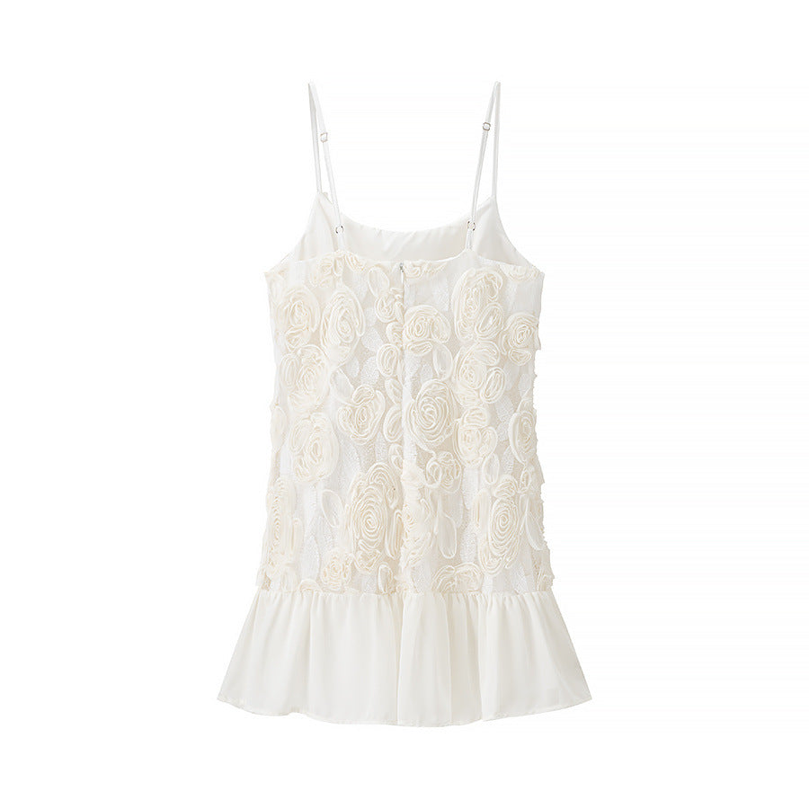 Damen Bluse mit floralem Spitzendesign und Rüschensaum Drune