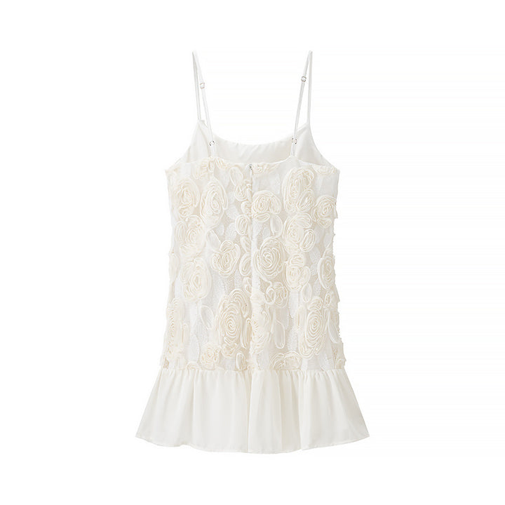 Damen Bluse mit floralem Spitzendesign und Rüschensaum Drune