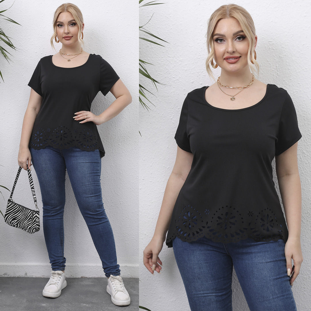 Damen Oberteil mit floralem Lochmuster Drune
