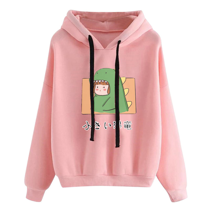Damen nan kurz geschnittener Cropped-Kapuzenpullover mit niedlicher Frosch-Illustration und verstellbarer Kapuze Drune