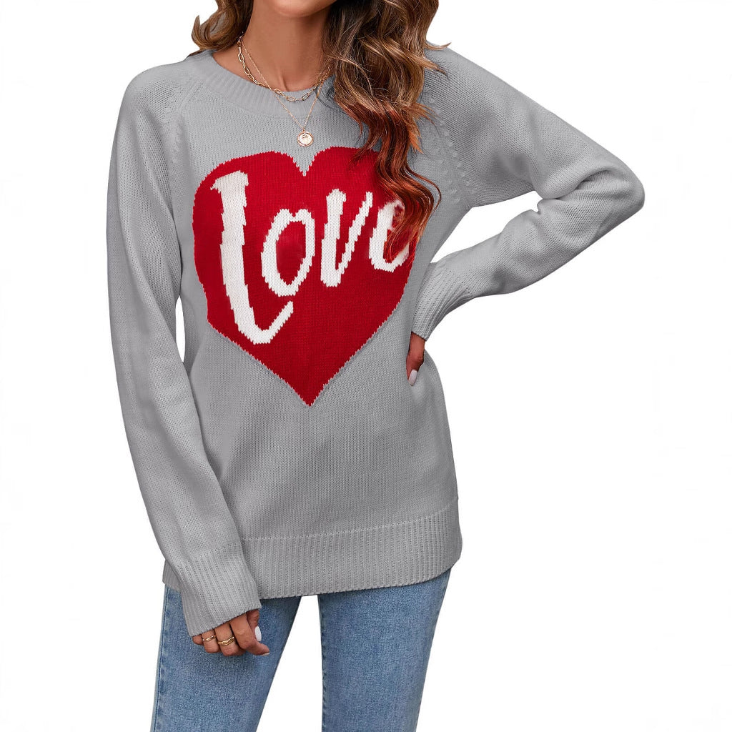 Damen Strickpullover mit Herz-Design Drune