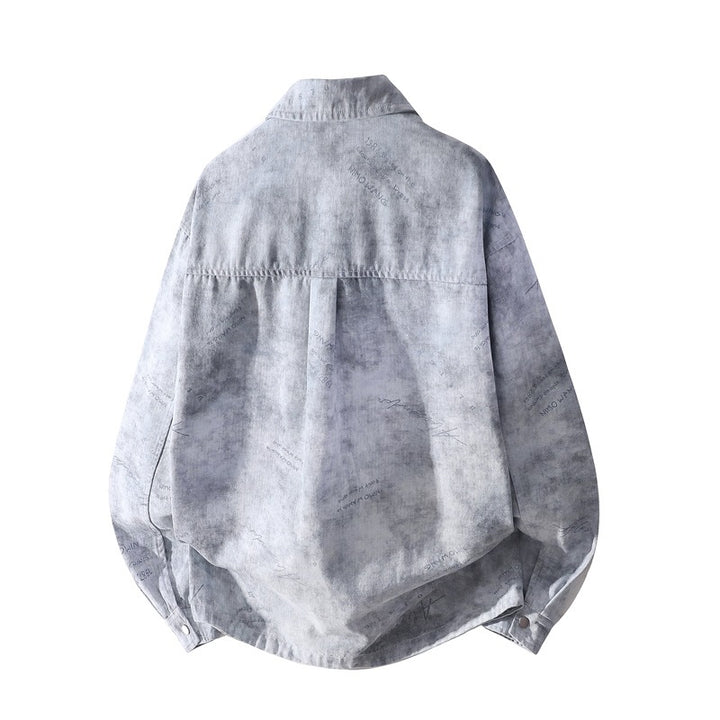 Herren Oversize-Hemdjacke mit Vintage-Waschung und Druckknopffront Drune