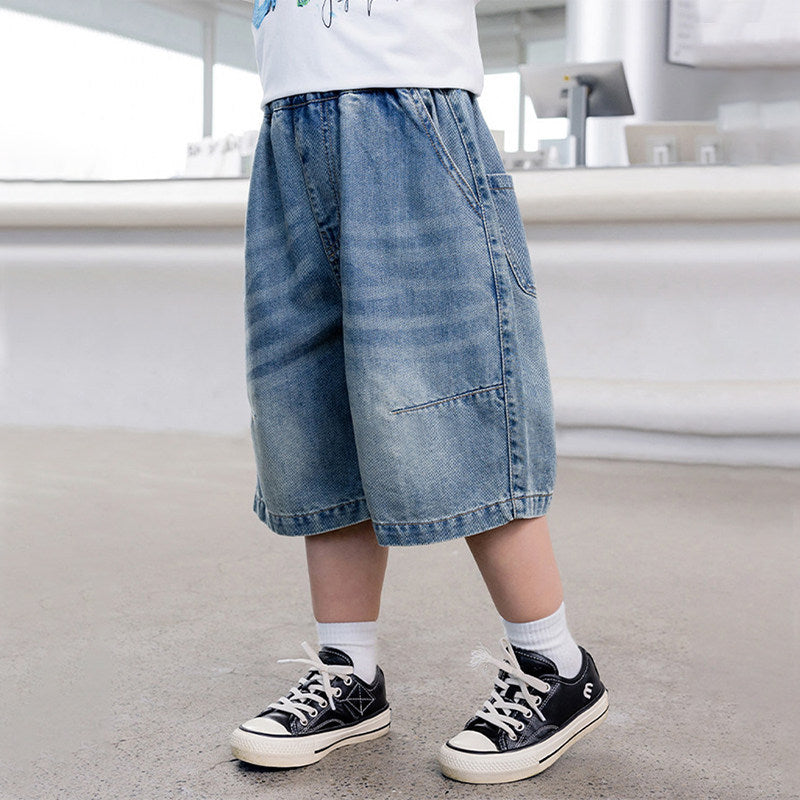 Unisex lässige Denim-Shorts mit hohen Seitentaschen Drune