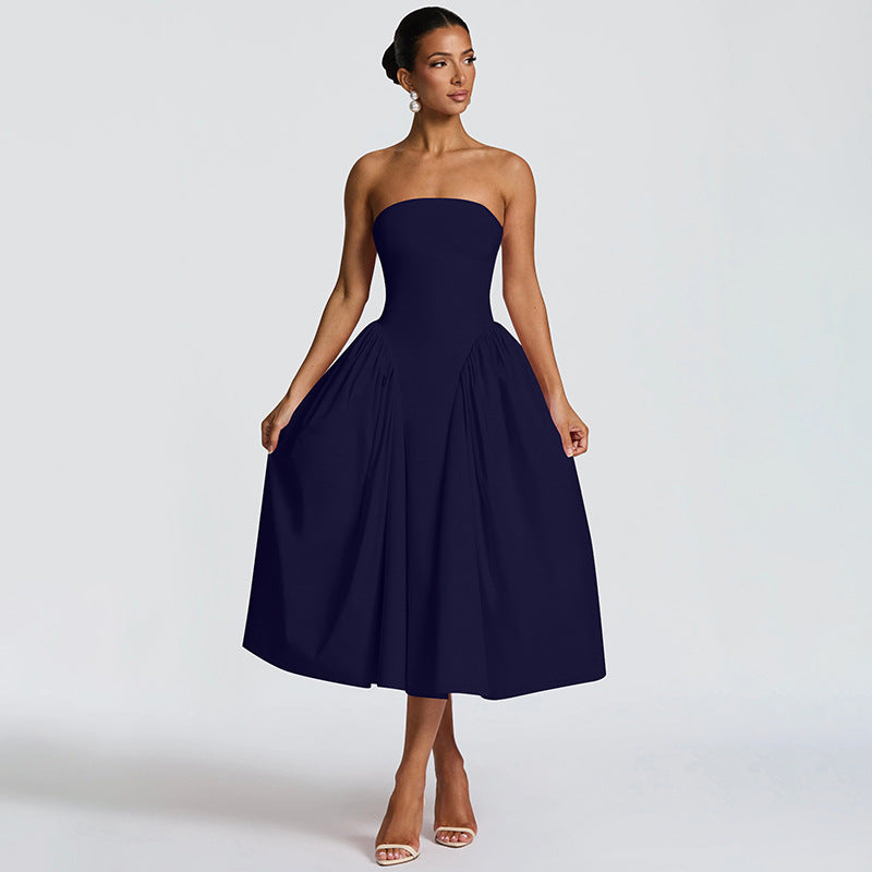 Damen Maxikleid mit schulterfreiem Design und fließendem Schnitt Drune