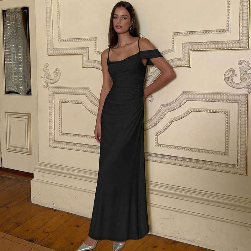 Damen Elegantes bodenlanges Kleid mit einzigartiger Drapierung Drune