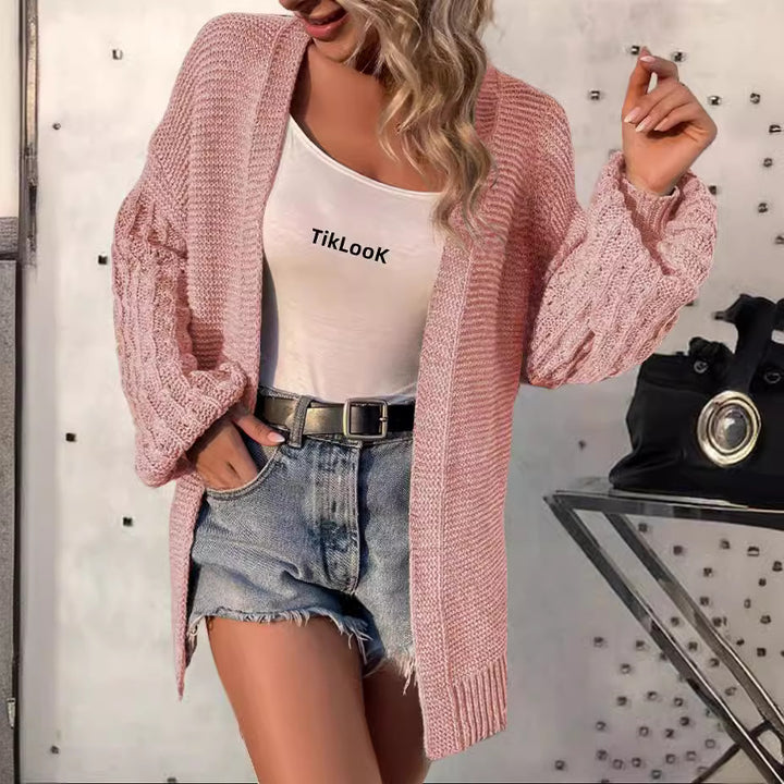 Damen modischer Strickcardigan mit voluminösen Ärmeln und offenem Schnitt Drune