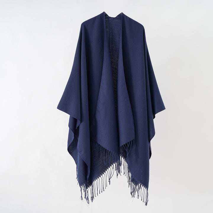 Damen modischer Fransen-Poncho aus weichem Material mit luxuriösem Fall Drune