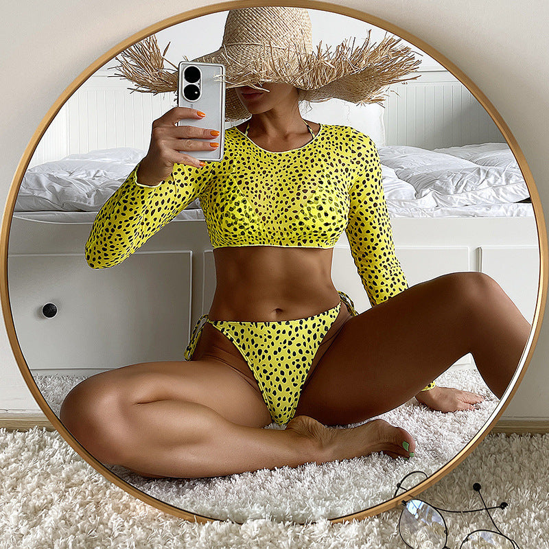 Damen Bikini-Set mit langem Arm und asymmetrischem Design Drune