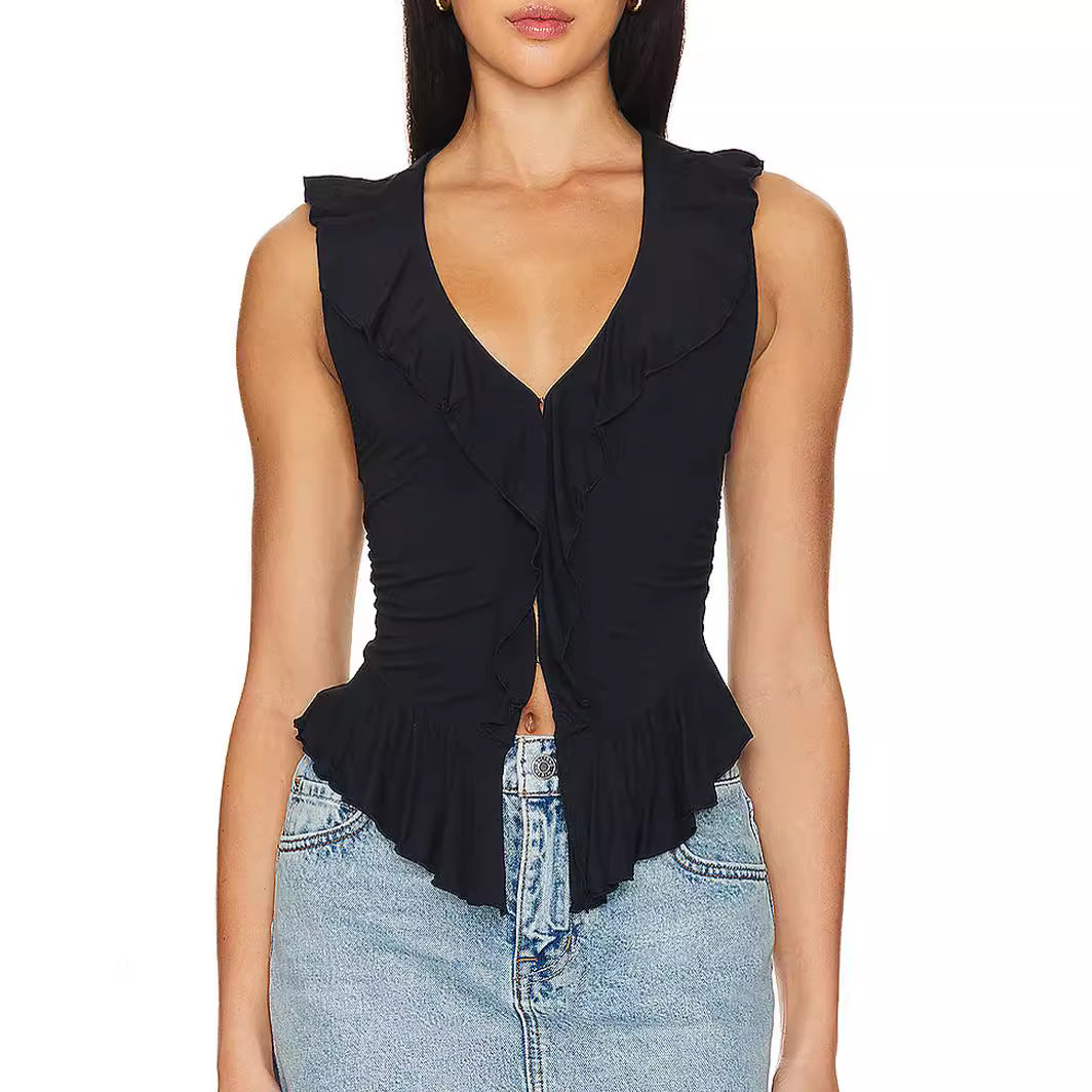 Damen Wickeloberteil mit Rüschendetails Drune