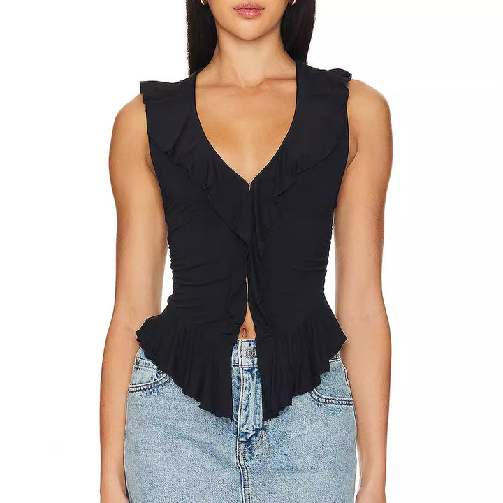 Damen Wickeloberteil mit Rüschendetails Drune