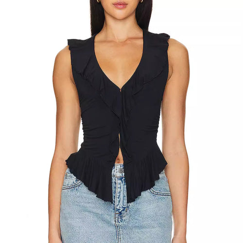 Damen Wickeloberteil mit Rüschendetails Drune