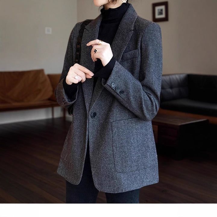 Damen Klassischer Tweedblazer Drune