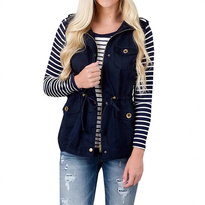Damen nan Utility-Weste mit Tunnelzug, Kapuze und aufgesetzten Taschen Drune