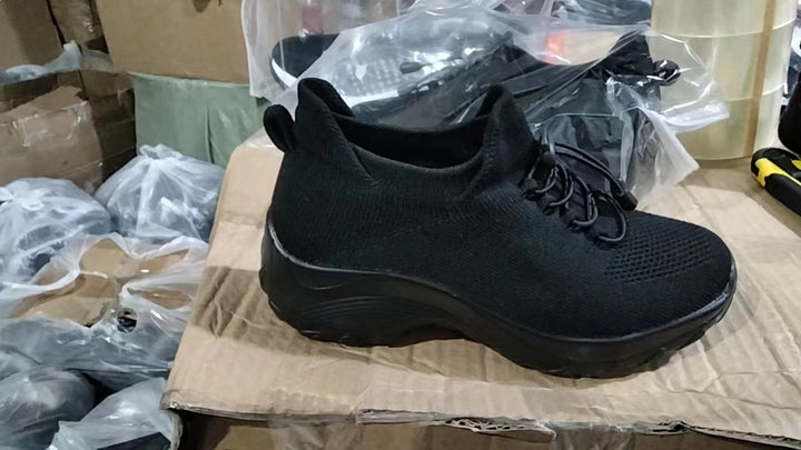 Damen Strick-Sockensneaker mit elastischem Schaft, Schnellzug und dämpfender Plateausohle Drune