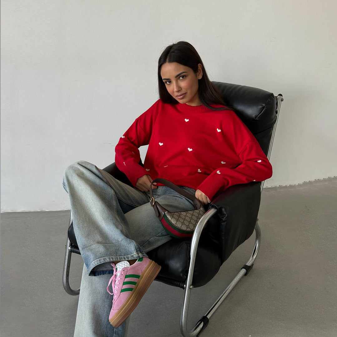Damen Sweater mit Herzmotiv Drune