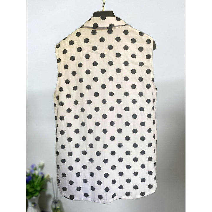 Damen ärmellose Bluse mit Punkten Drune