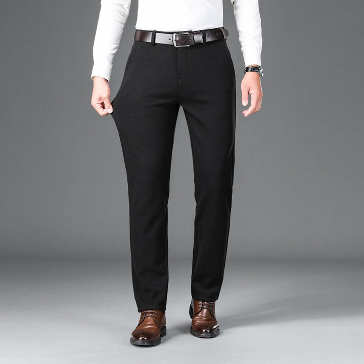 Herren Elegante Stretch-Wolloptik-Hose mit geradem Schnitt und elastischem Bund Drune