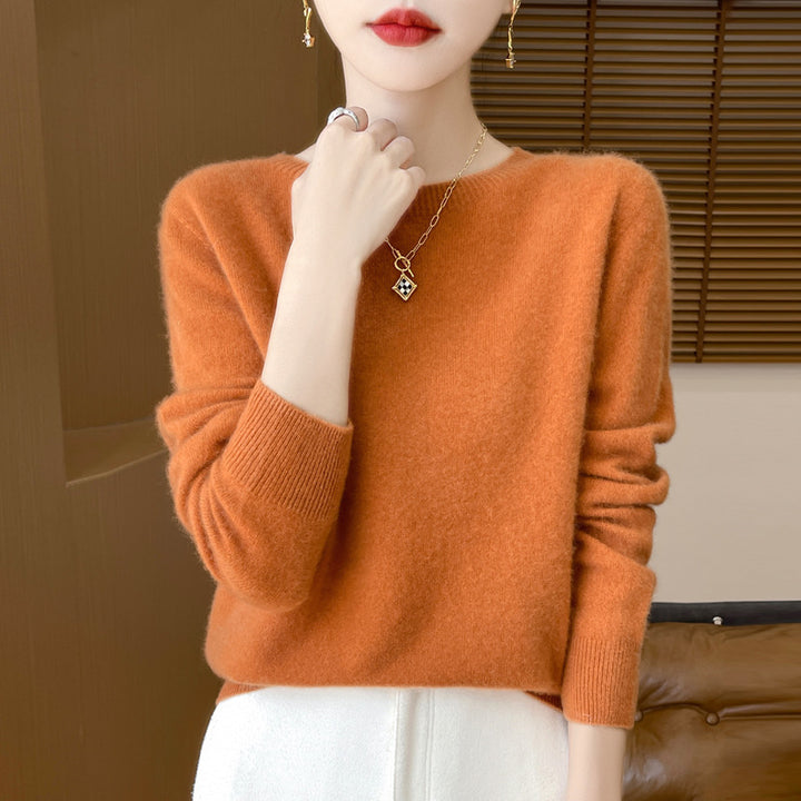 Damen Weicher Mohair‑Optik Rundhals‑Pullover mit feinem Rippsaum und leichter Oversize‑Passform Drune