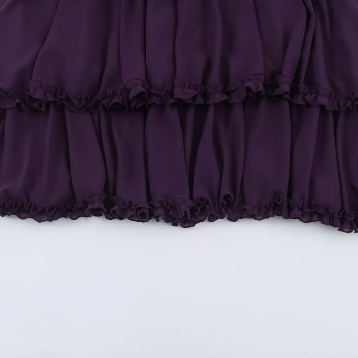 Damen Stufenvolant-Maxikleid mit Raffung in der Taille und Puffärmeln Drune