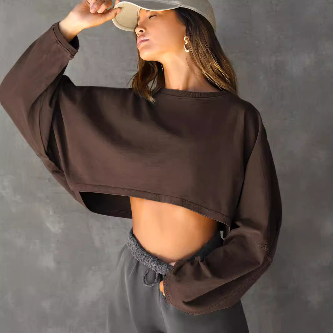 Damen lässiger Crop-Pullover Drune