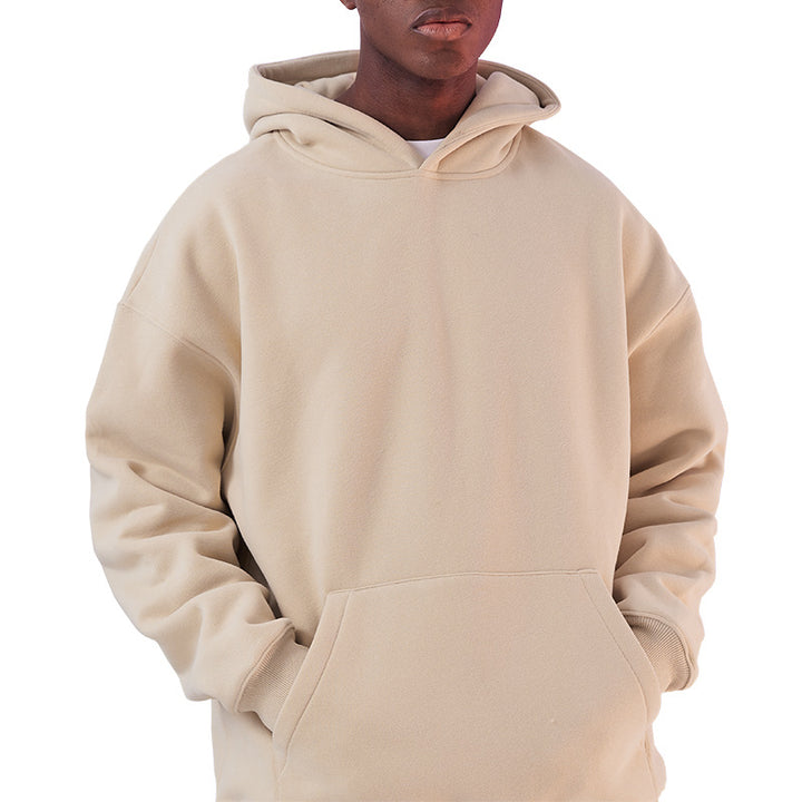 Herren Oversize-Heavyweight Baumwoll-Kapuzenpullover mit Kängurutasche Drune