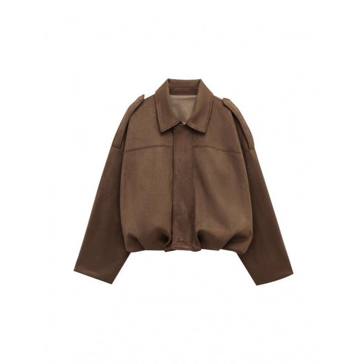 Damen modische Oversize-Jacke mit verstecktem Bund und Schulterdetails Drune