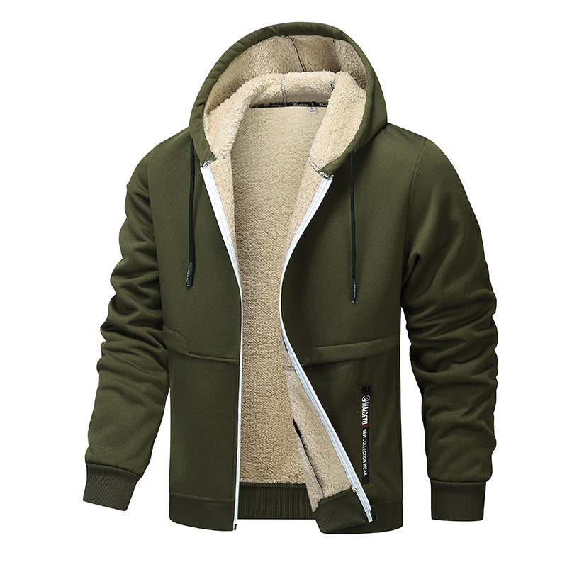Herren Warme Kapuzenjacke mit Fleece-Innenfutter Drune