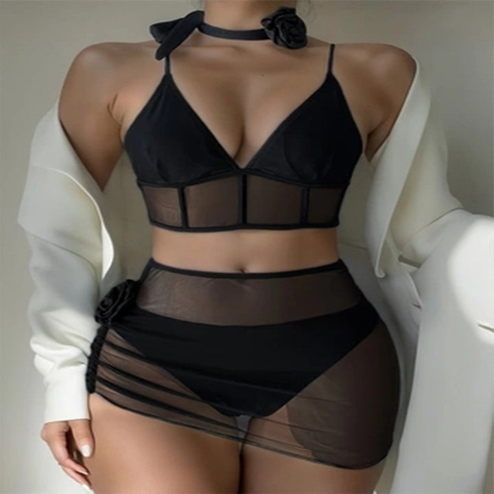 Damen verführerisches Lingerie-Set mit transparenten Details Drune