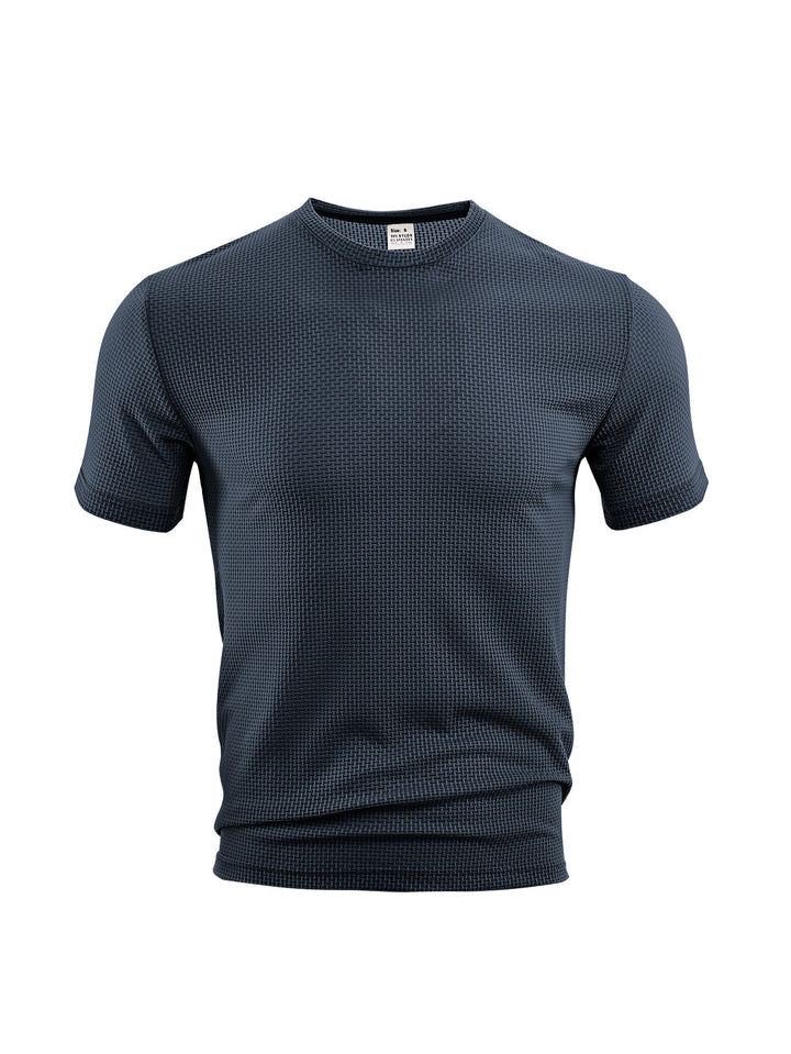 Herren nan Waffelstruktur-T-Shirt mit Rundhalsausschnitt und körpernaher Passform Drune